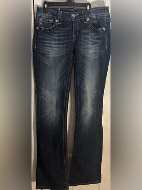 Miss Me Dark Blue Boot Cut Jeans with Contrast Stitching size 28